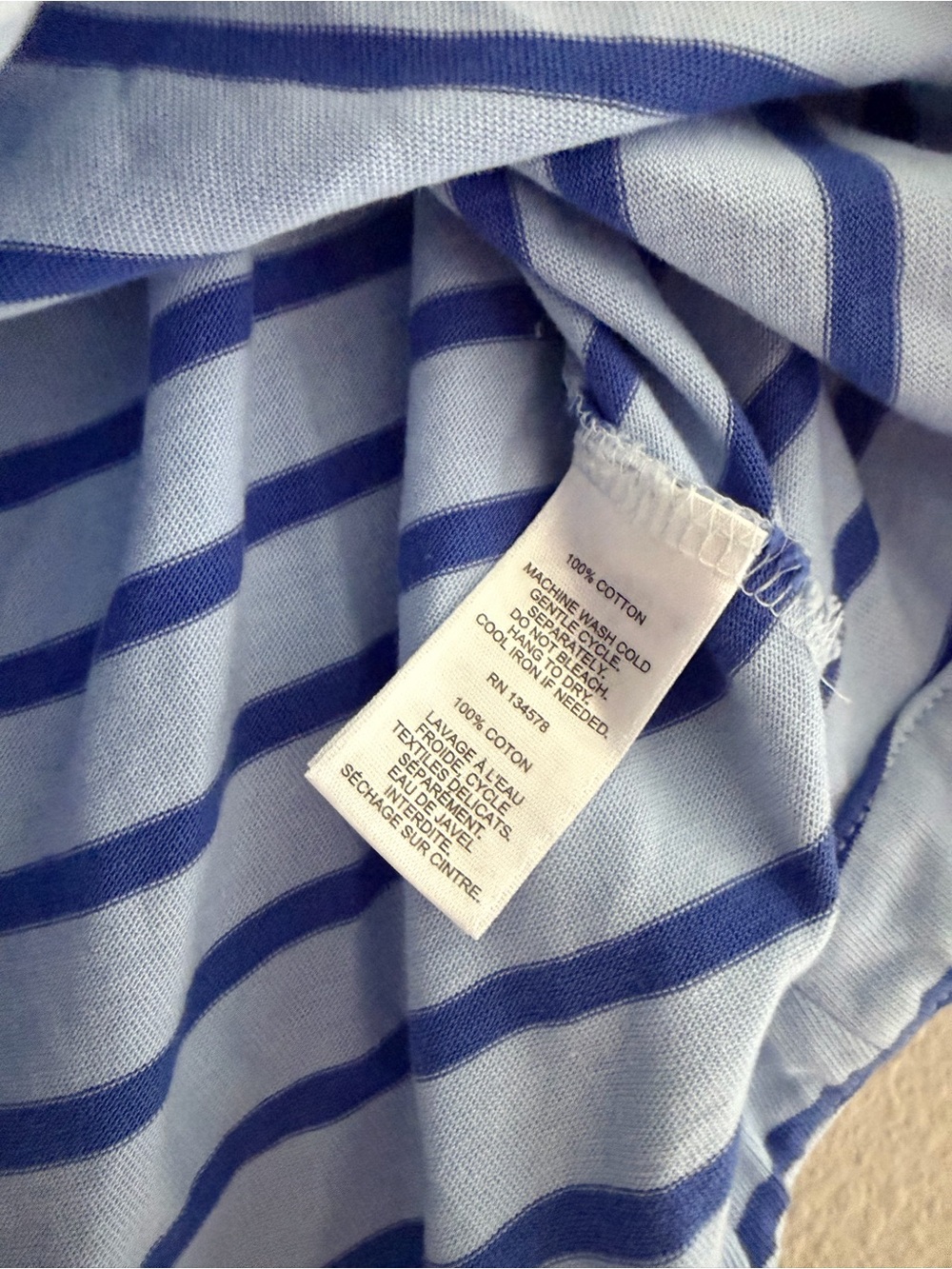 Vineyard Vines Blue Striped 100% Cotton Oversized Coastal Long Sleeve L - Picture 4 of 5